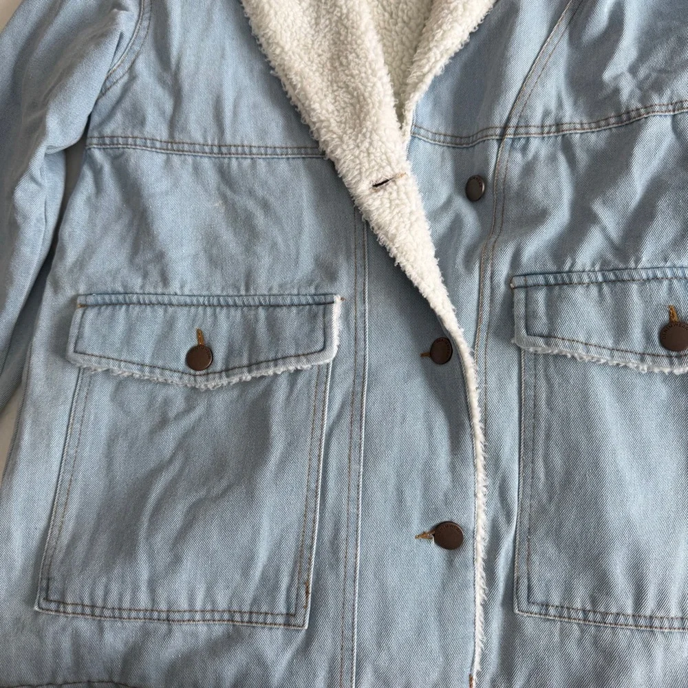 Ashley Vintage Charm Denim Sherpa Jacket Size Medium
